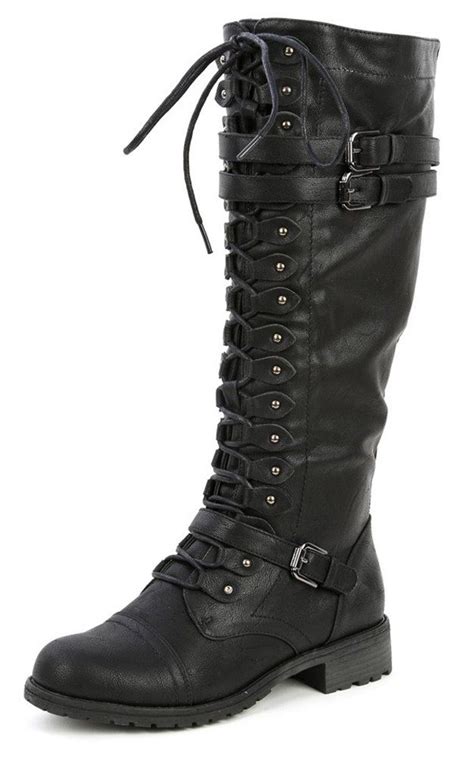 knee high black boots amazon|black knee high combat boots.